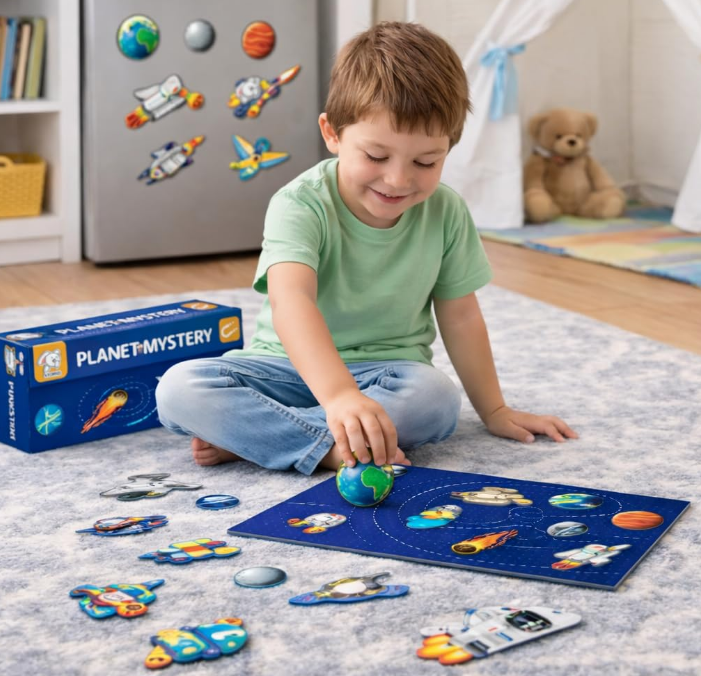 Storio Magnetic Solar System Puzzle Box | Montessori Space-Theme Educational Toy for Kids 2, 3, 4 Years