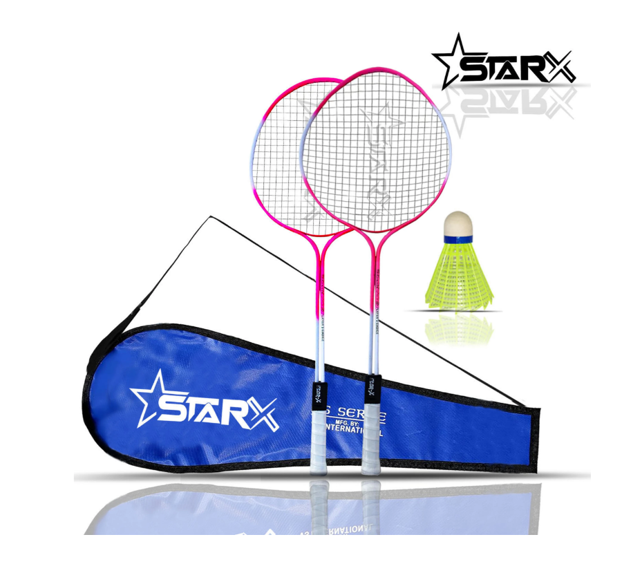 STARX Multi Double Shaft Badminton Racket with Cover Pack of 4