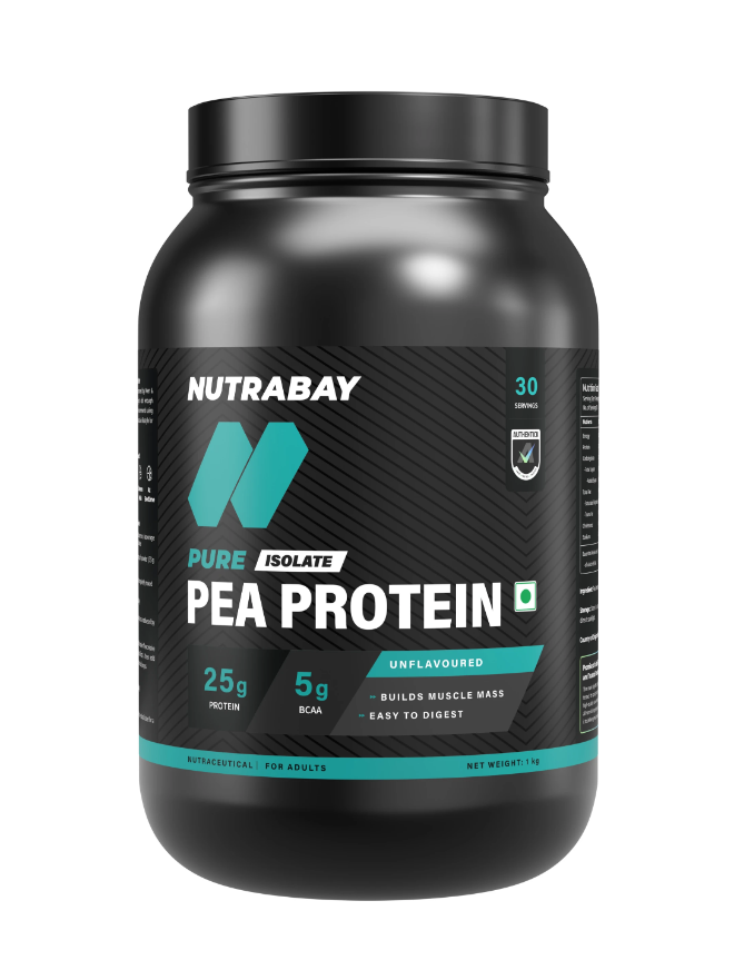 Nutrabay Pure 100% Pea Isolate - Plant-Based Protein (1 kg, Unflavoured)