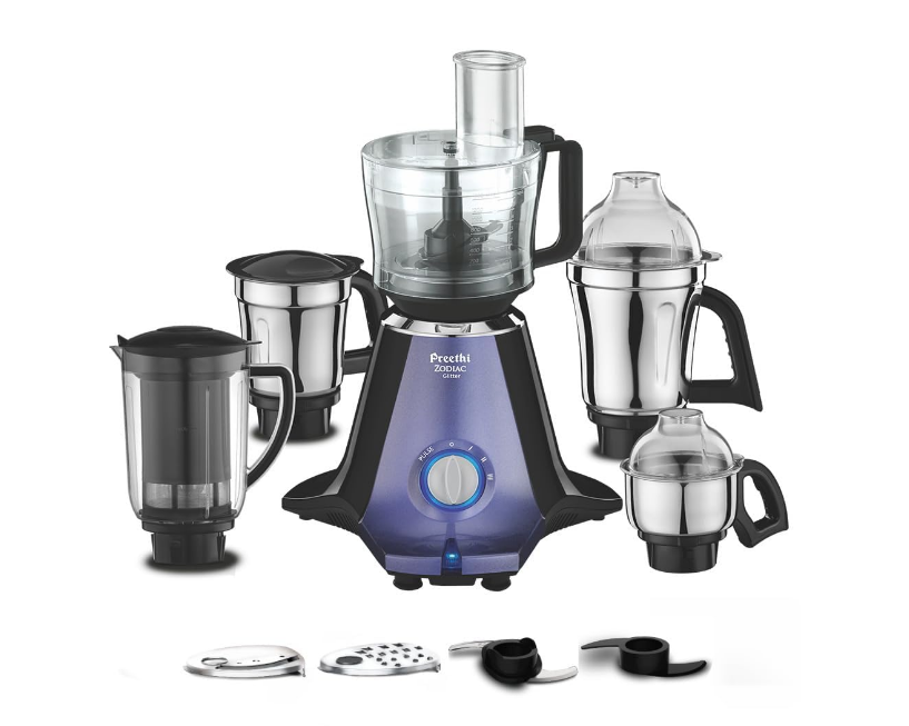 Preethi Zodiac Glitter 750 Watts Mixer Grinder, 5 Jars