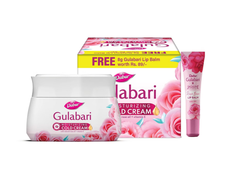 Dabur Gulabari Moisturizing Cold Cream 100 gm + Lip Balm 8 gm (Free)